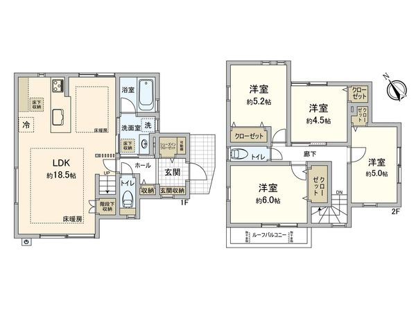 府中市西府町1丁目 新築戸建2号棟 間取図(平面図) 府中市西府町1丁目 新築戸建2号棟 間取図(平面図)