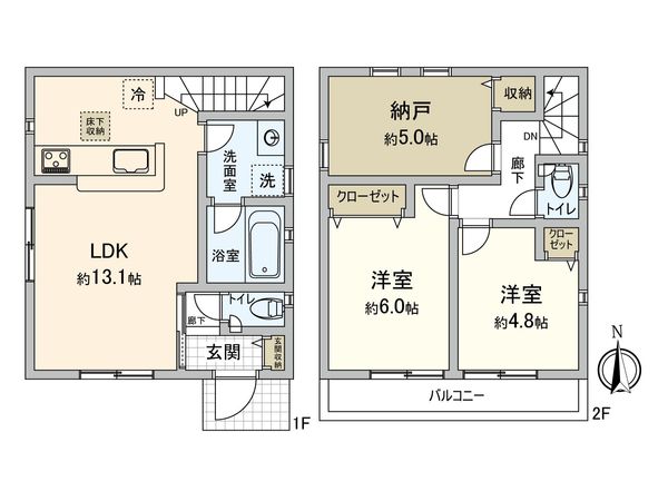 府中市小柳町5丁目 新築戸建1号棟 間取図(平面図) 府中市小柳町5丁目 新築戸建1号棟 間取図(平面図)