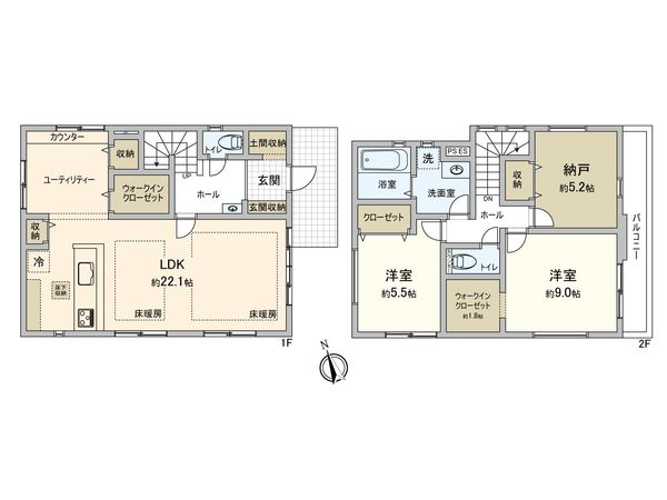 東京都府中市西府町4丁目新築戸建 間取図(平面図) 東京都府中市西府町4丁目新築戸建 間取図(平面図)