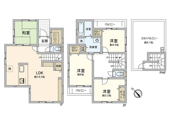 ノーブル府中市西府 B号棟 間取図(平面図) ノーブル府中市西府 B号棟 間取図(平面図)