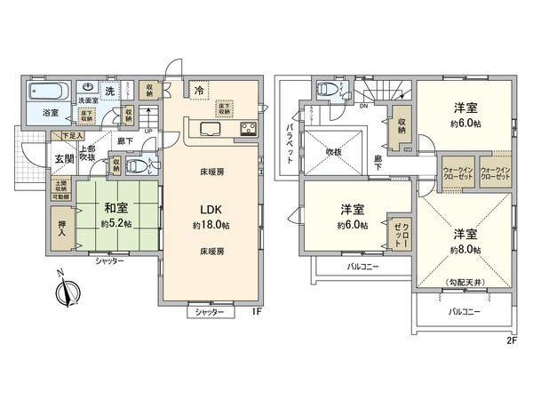府中市清水が丘3丁目 新築戸建 1号棟 間取図(平面図) 府中市清水が丘3丁目 新築戸建 1号棟 間取図(平面図)