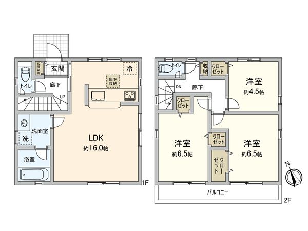 府中市西府町3丁目 新築戸建 1号棟 間取図(平面図) 府中市西府町3丁目 新築戸建 1号棟 間取図(平面図)