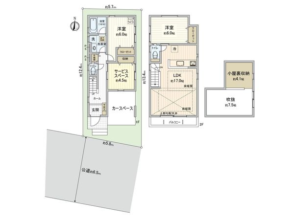 府中市若松町4丁目 新築戸建2号棟 間取図(平面図)