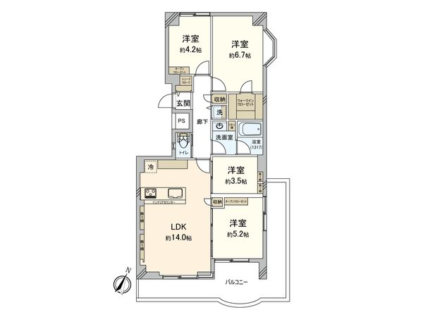 京王府中マンション 間取図(平面図) 間取図(平面図)