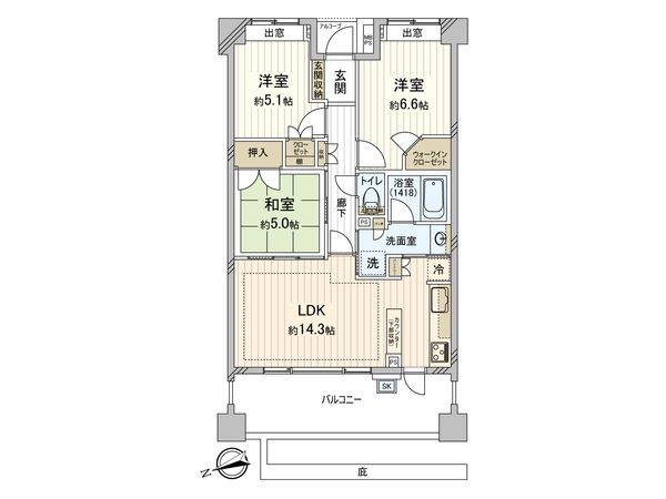 ライオンズ府中武蔵野台 間取図(平面図)