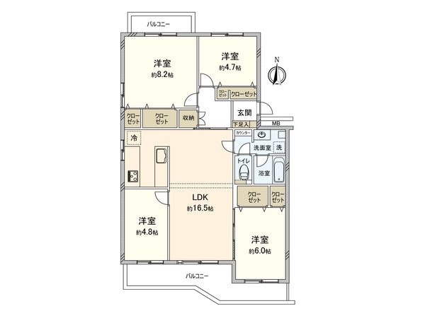 府中第2団地エステート晴見 2号棟 間取図(平面図)