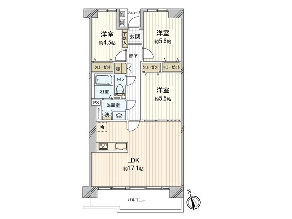 コープ府中武蔵野台 3号棟 間取図(平面図)
