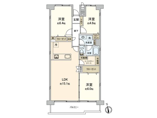 コープ府中武蔵野台 3号棟 間取図(平面図)