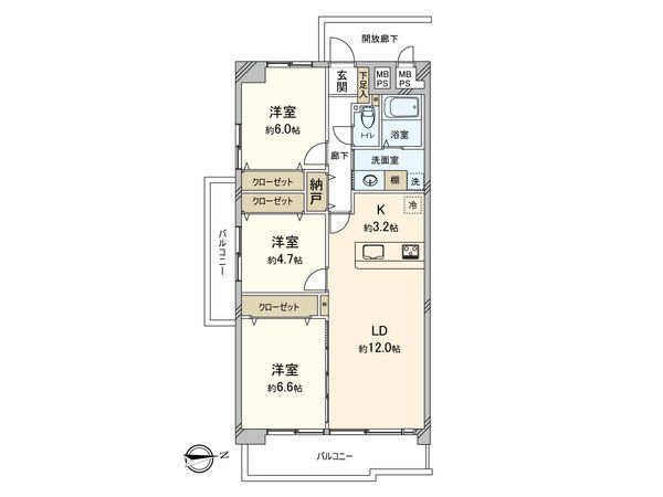 コープ府中武蔵野台 3号棟 間取図(平面図)
