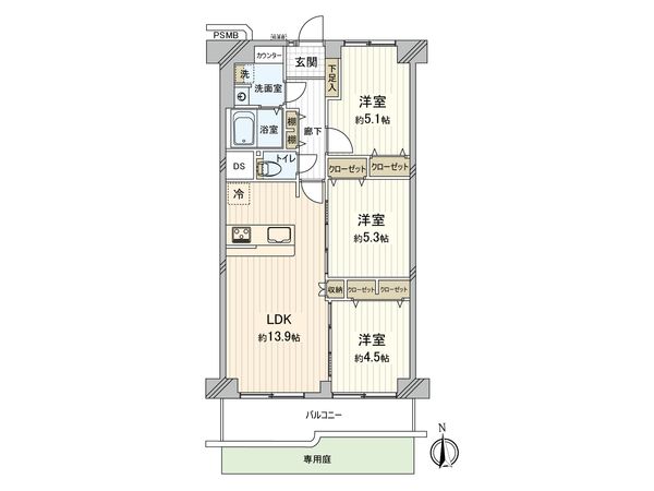 コープ野村府中是政 間取図(平面図)