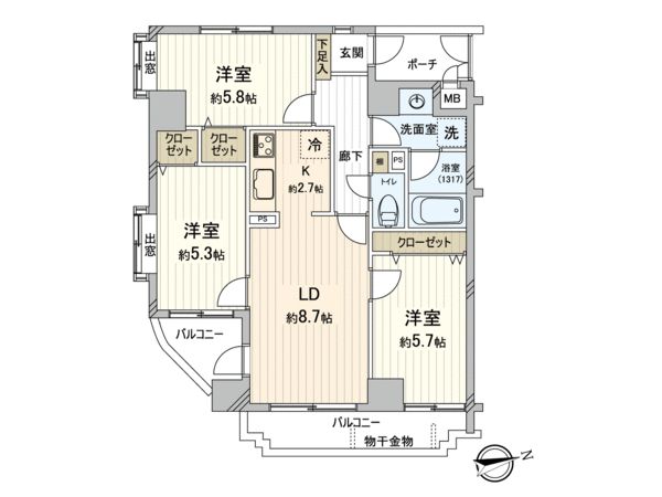 サンライズマンション中神 間取図(平面図)