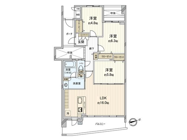 ヒルズ府中天神町ヴェールアリーナ 間取図(平面図)