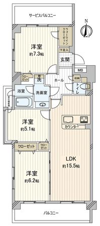 ダイアパレスリバーサイド府中是政 間取図(平面図) ダイアパレスリバーサイド府中是政 間取図(平面図)