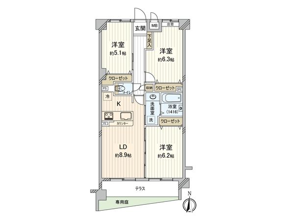 ダイアパレスリバーサイド府中是政 間取図(平面図) 間取図(平面図)