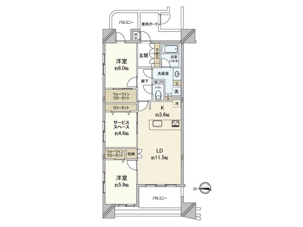 ミオカステーロ府中宮町 間取図(平面図) ミオカステーロ府中宮町 間取図(平面図)