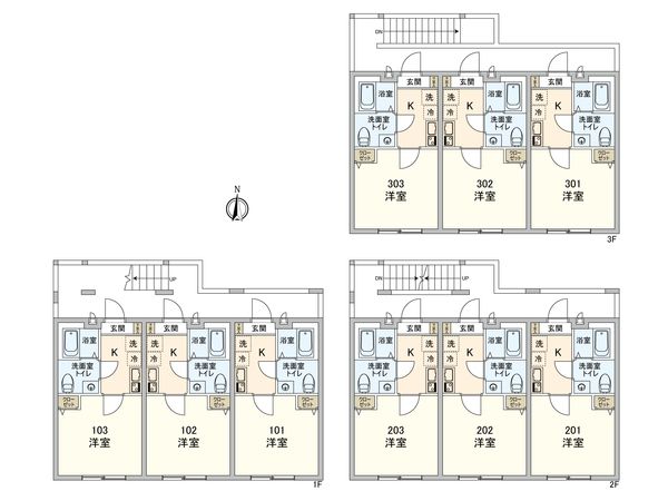 府中市八幡町3丁目 一棟アパート 間取図(平面図)