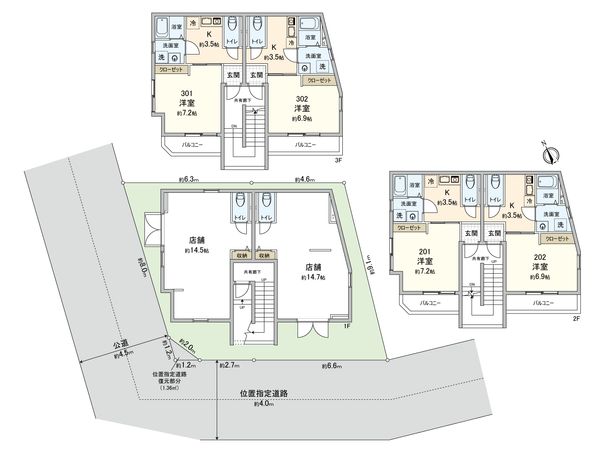 府中市朝日町2丁目店舗付アパート 間取図(平面図) 府中市朝日町2丁目店舗付アパート 間取図(平面図)