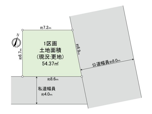 調布市若葉町2丁目 土地 1区画 区画図 区画図