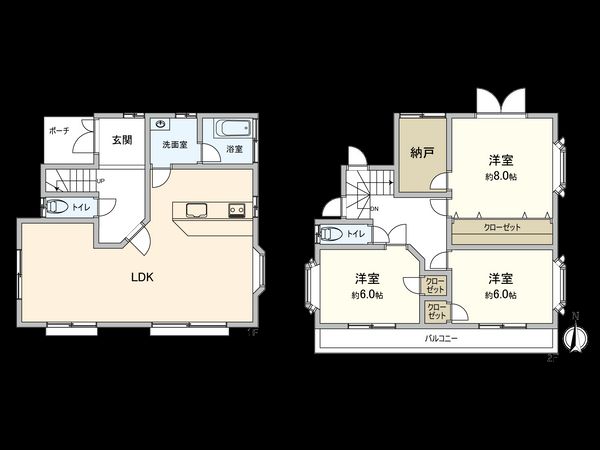 調布市緑ケ丘1丁目 戸建 間取図(平面図)