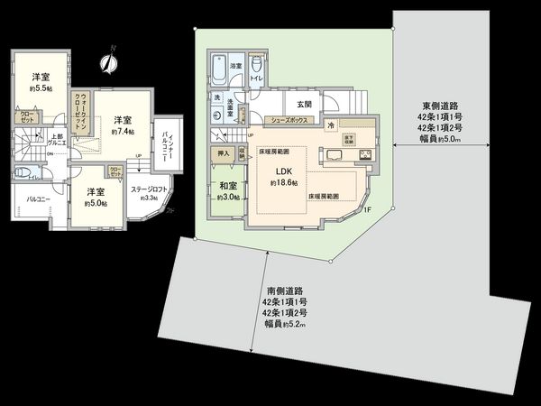 調布市若葉町3丁目 戸建 間取図(平面図) 調布市若葉町3丁目 戸建 間取図(平面図)