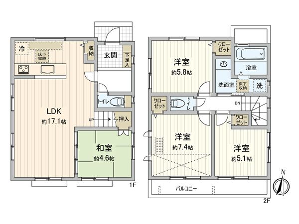 三鷹市中原2丁目 新築戸建 間取図(平面図) 三鷹市中原2丁目 新築戸建 間取図(平面図)