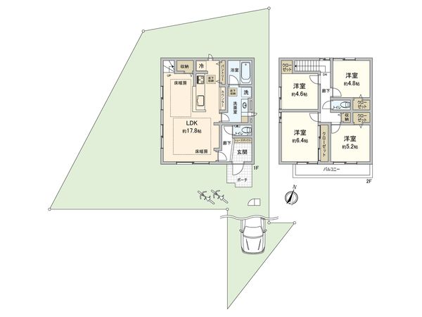稲城市坂浜5丁目 新築戸建 5号棟 間取図(平面図) 稲城市坂浜5丁目 新築戸建 5号棟 間取図(平面図)