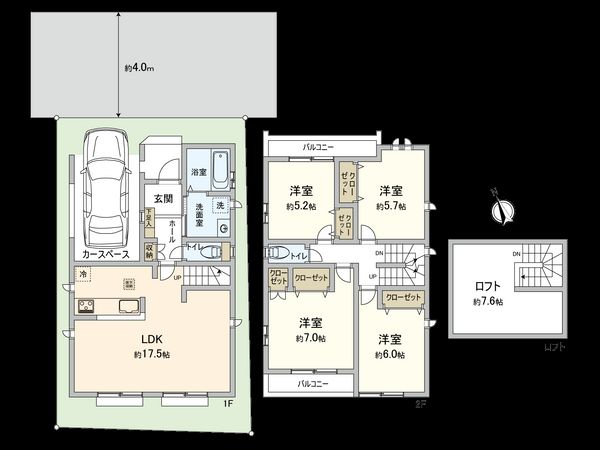 狛江市東野川2丁目 新築戸建 B号棟 間取図(平面図) 狛江市東野川2丁目 新築戸建 B号棟 間取図(平面図)
