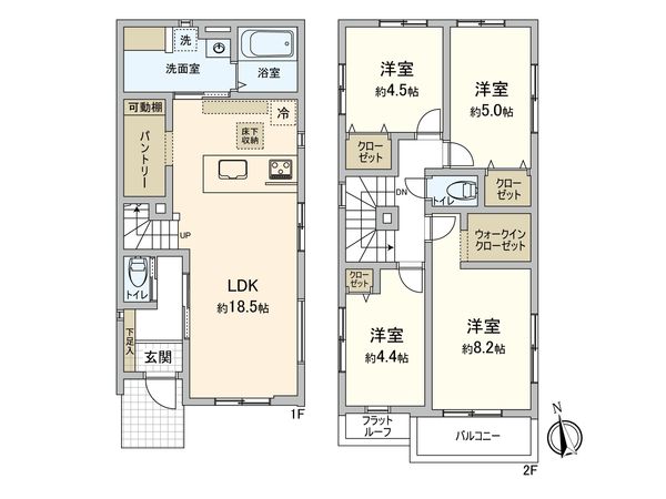 調布市緑ケ丘1丁目 新築戸建 2号棟 間取図(平面図) 間取図(平面図)