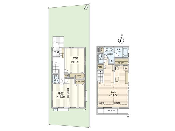 調布市入間町1丁目 新築戸建 C号棟 間取図(平面図) 調布市入間町1丁目 新築戸建 C号棟 間取図(平面図)