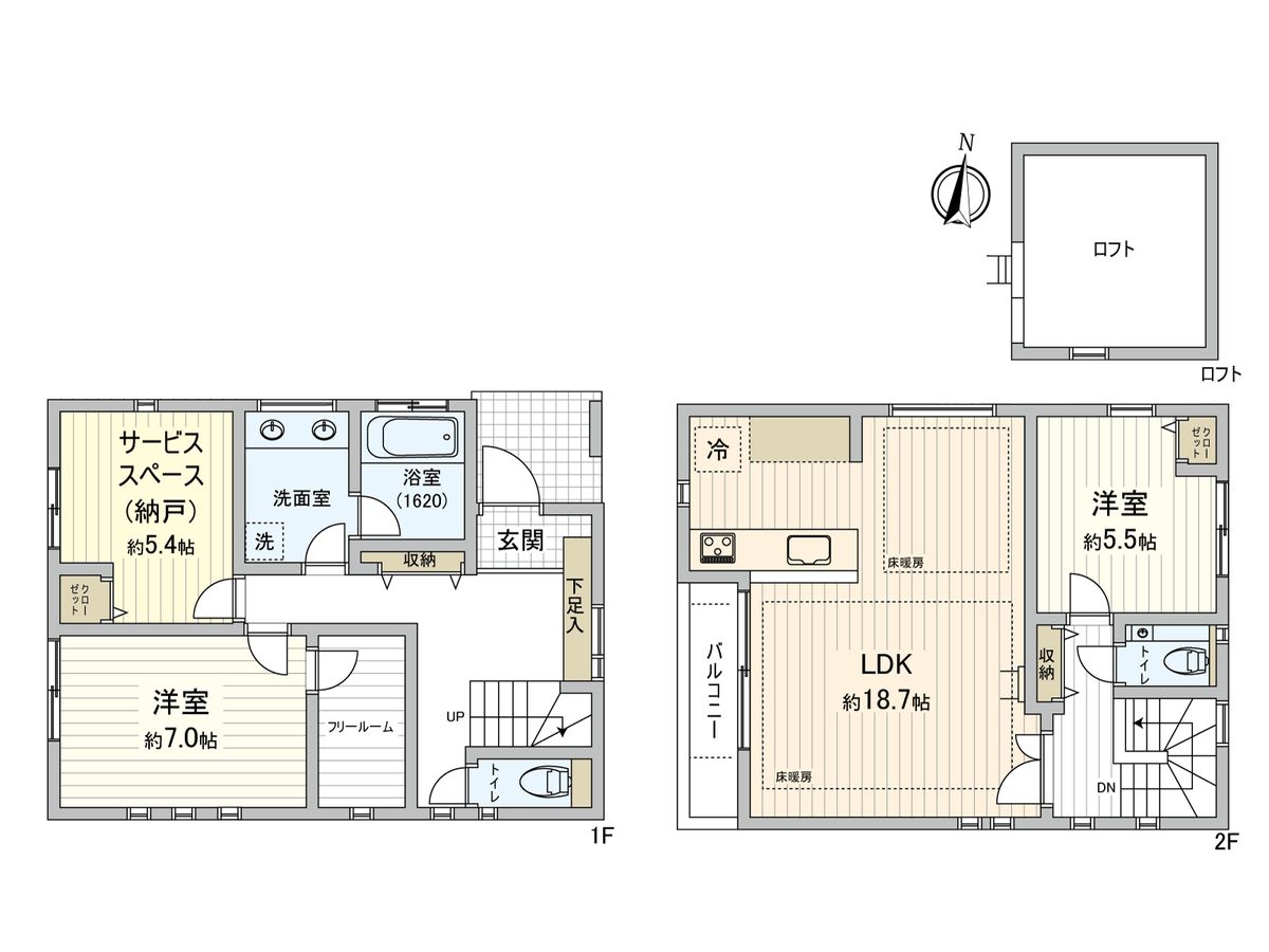 調布市入間町1丁目 新築戸建 F号棟 間取図(平面図) 間取図(平面図)