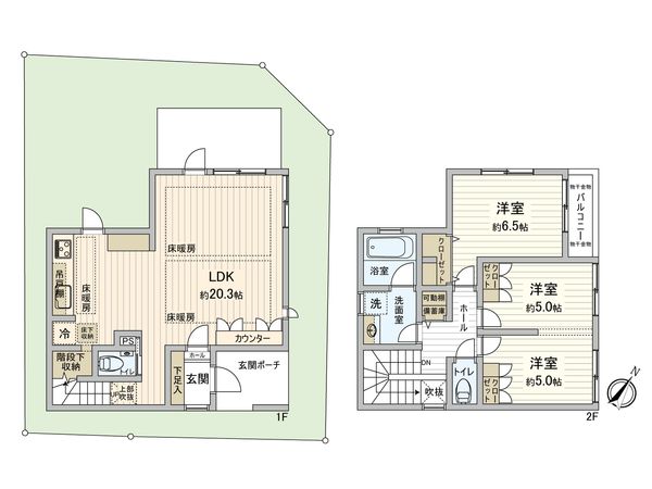 調布市仙川町1丁目 戸建 間取図(平面図)