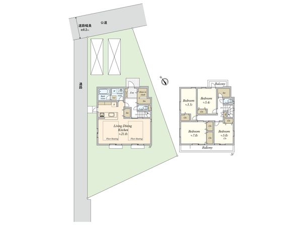 狛江市西野川1丁目 新築戸建 間取図(平面図) 狛江市西野川1丁目 新築戸建 間取図(平面図)