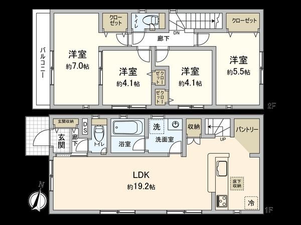 調布市入間町1丁目 新築戸建 間取図(平面図) 間取図(平面図)