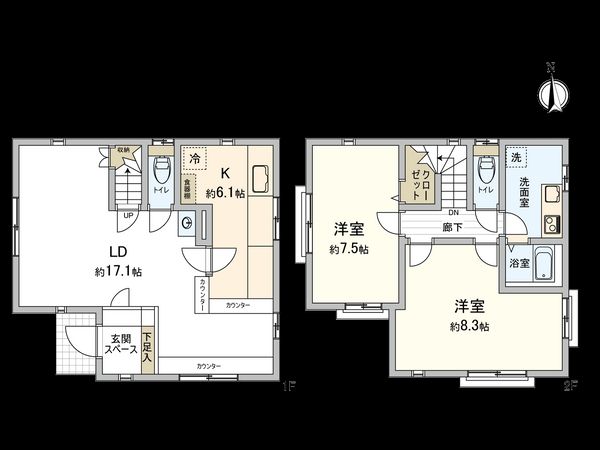 狛江市西野川2丁目 戸建 間取図(平面図) 狛江市西野川2丁目 戸建 間取図(平面図)