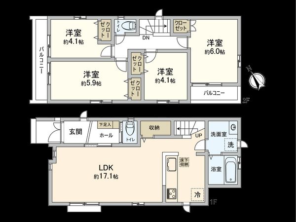 狛江市中和泉2丁目 新築戸建 間取図(平面図) 狛江市中和泉2丁目 新築戸建 間取図(平面図)