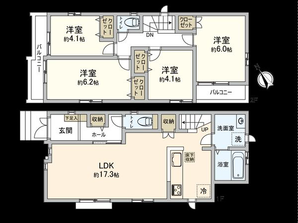 狛江市中和泉2丁目 新築戸建 間取図(平面図) 狛江市中和泉2丁目 新築戸建 間取図(平面図)
