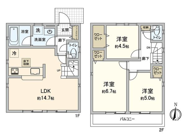 狛江市西野川4丁目 新築戸建 間取図(平面図)
