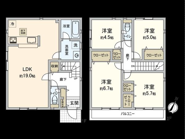 調布市深大寺東町4丁目 新築戸建 1号棟 間取図(平面図) 調布市深大寺東町4丁目 新築戸建 1号棟 間取図(平面図)