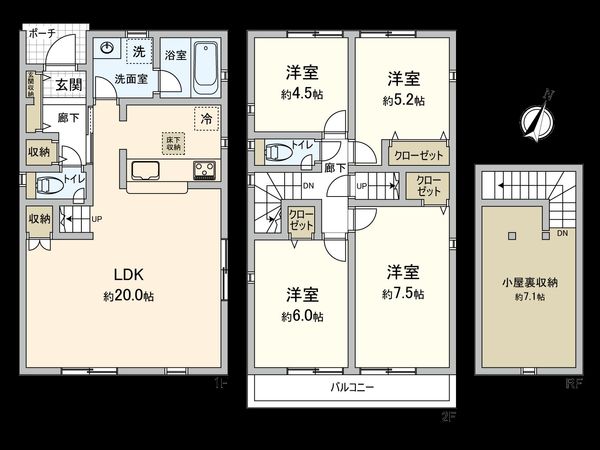 調布市深大寺東町4丁目 新築戸建 2号棟 間取図(平面図) 調布市深大寺東町4丁目 新築戸建 2号棟 間取図(平面図)