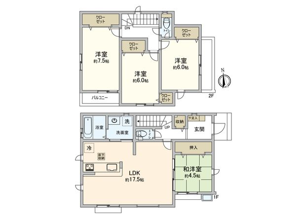 狛江市西野川2丁目 新築戸建 間取図(平面図) 狛江市西野川2丁目 新築戸建 間取図(平面図)