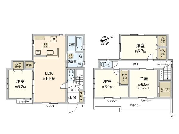 調布市富士見町1丁目 新築戸建 間取図(平面図) 調布市富士見町1丁目 新築戸建 間取図(平面図)