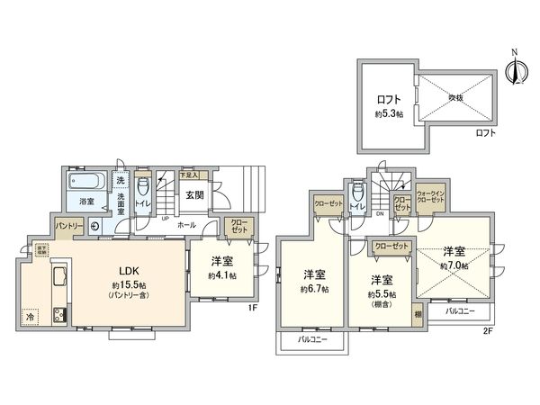 三鷹市中原4丁目 新築戸建 間取図(平面図) 三鷹市中原4丁目 新築戸建 間取図(平面図)