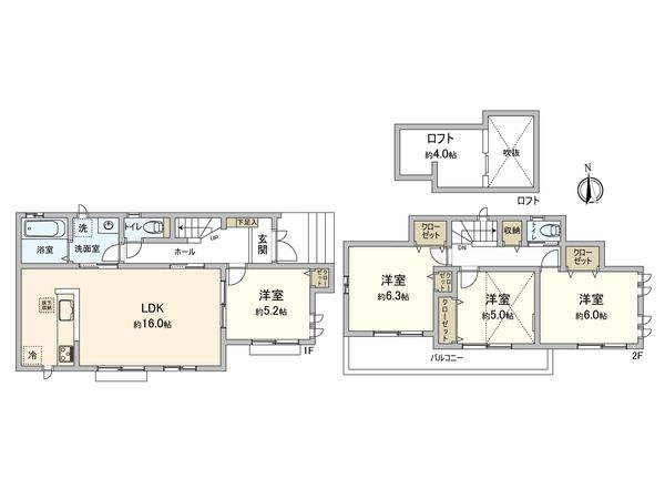 三鷹市中原4丁目 新築戸建 間取図(平面図) 三鷹市中原4丁目 新築戸建 間取図(平面図)