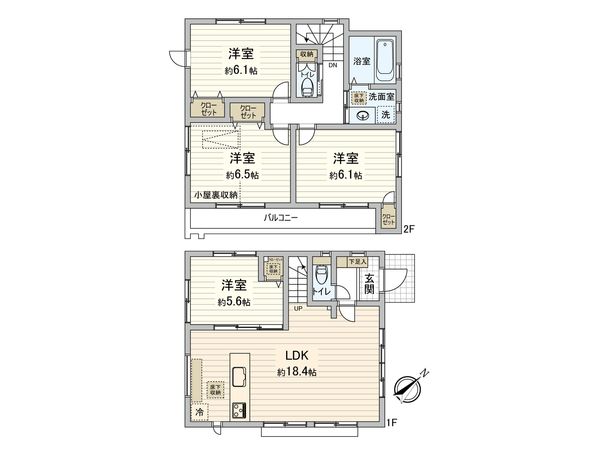 調布市西つつじケ丘4丁目 新築戸建 2号棟 間取図(平面図) 調布市西つつじケ丘4丁目 新築戸建 2号棟 間取図(平面図)