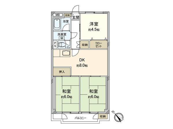 狛江ハイタウン 2号棟 間取図(平面図)