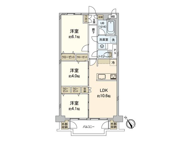 狛江ハイタウン 2号棟 間取図(平面図)