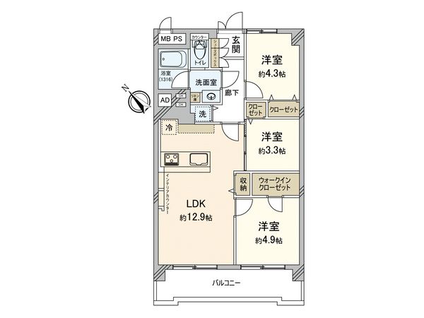 マンション仙川アゼリア 間取図(平面図)