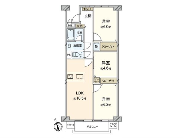 狛江ハイタウン 3号棟 間取図(平面図) 間取図(平面図)
