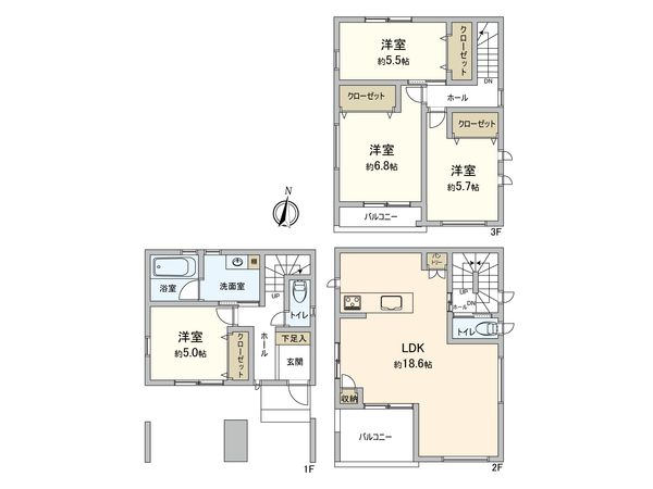 東灘区御影中町1丁目 C号地 間取図(平面図)