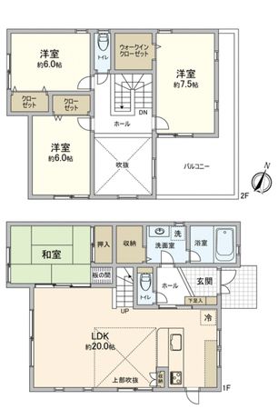 住吉山手1丁目 戸建 間取図(平面図)